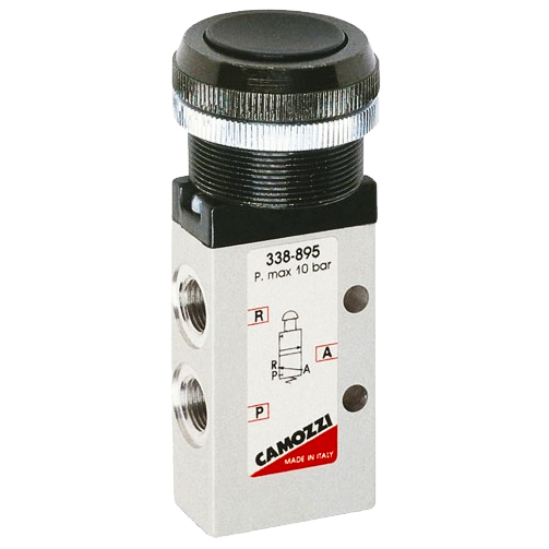 CAMOZZI 338-895 - 3/2 NC, G1/8, Black, Pushbutton CAMOZZI 338-895 - 3/2 NC, G1/8, Black, Pushbutton